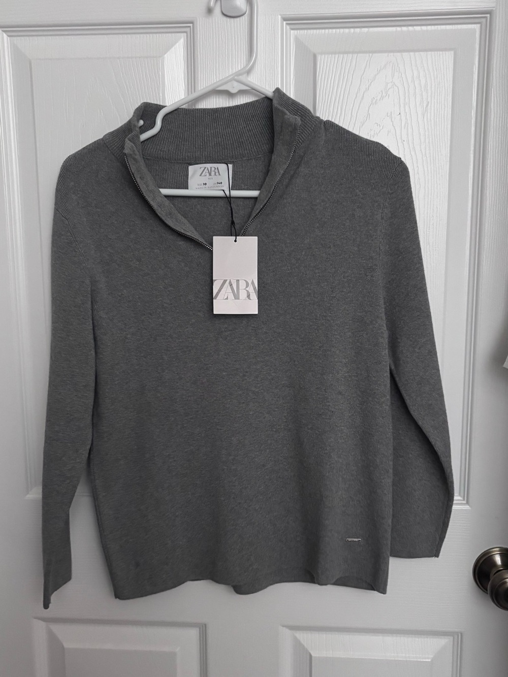 Zara Gray Half-Zip Knit Pullover